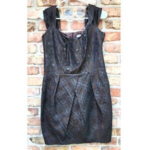 Vintage Louis Feraud Sleeveless Bronze Metallic Textured Mini Dress 8